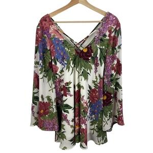 Show Me Your Mumu Joni Flow Shift Mini Dress Floral Long bell sleeve‎ sz Small